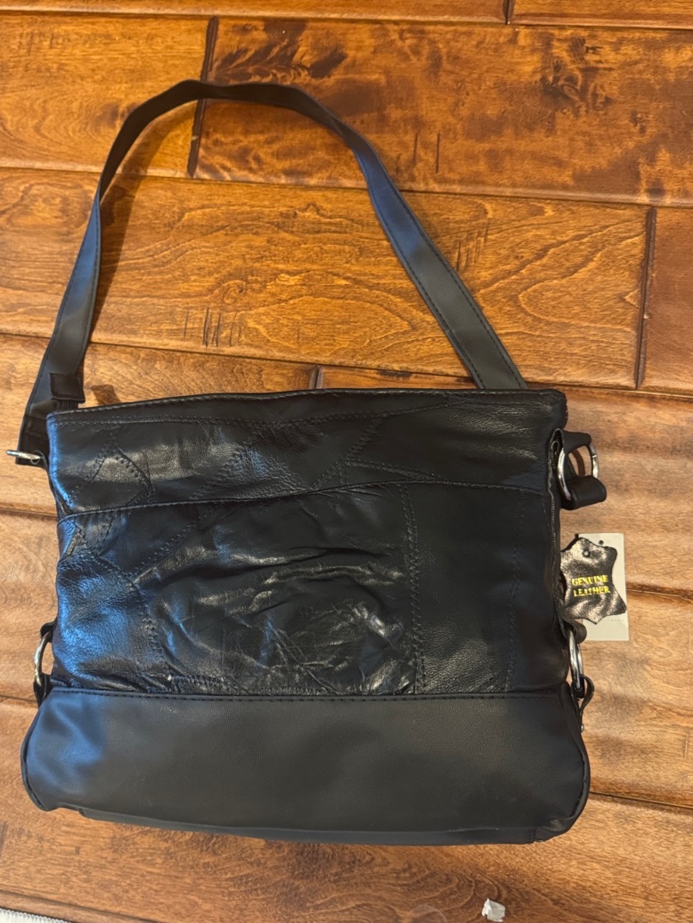 Black Men's Leather Shoulder Bag - Unbranded